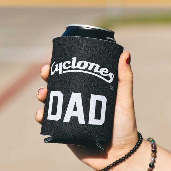 Cyclones Script 5 Bar Black and White Dad Can Cooler 12-ounce